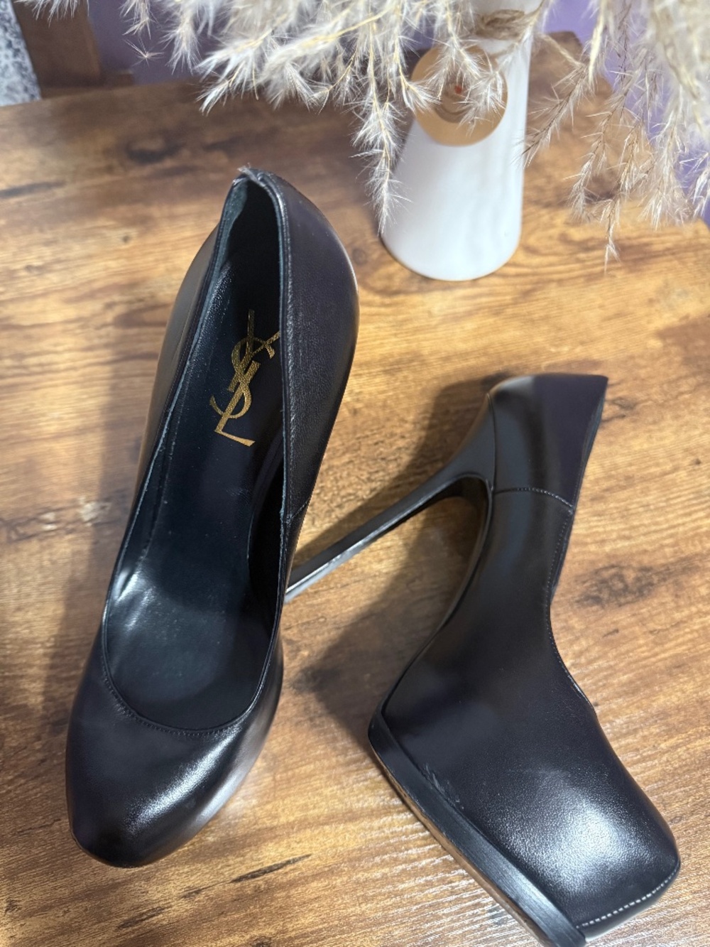 * Saint Laurent Tribtoo Black Leather Platform Pumps – Like New – Size [tu talla